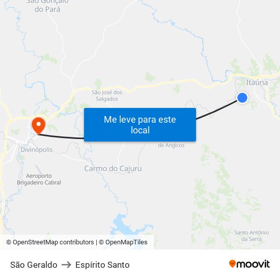 São Geraldo to Espírito Santo map