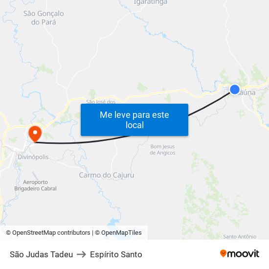 São Judas Tadeu to Espírito Santo map