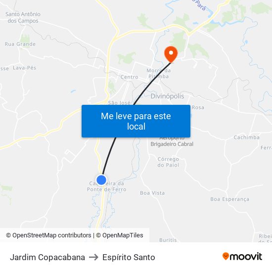 Jardim Copacabana to Espírito Santo map