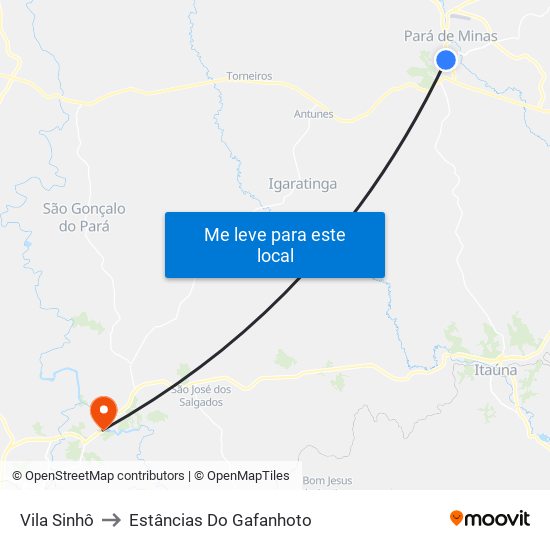 Vila Sinhô to Estâncias Do Gafanhoto map