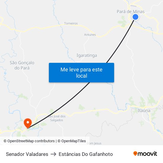 Senador Valadares to Estâncias Do Gafanhoto map