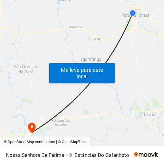 Nossa Senhora De Fátima to Estâncias Do Gafanhoto map