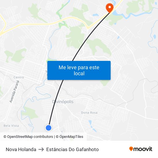 Nova Holanda to Estâncias Do Gafanhoto map