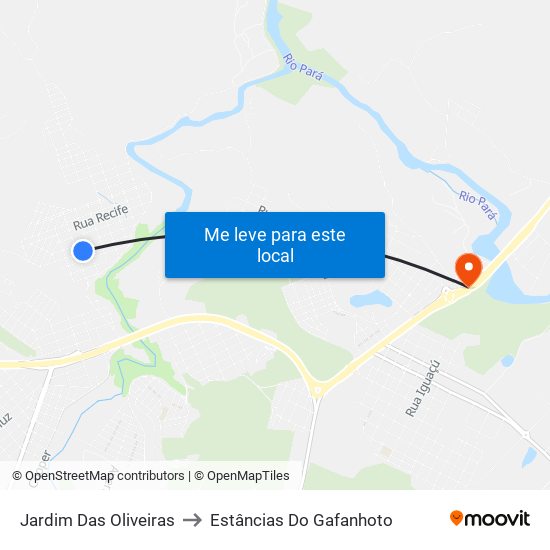 Jardim Das Oliveiras to Estâncias Do Gafanhoto map