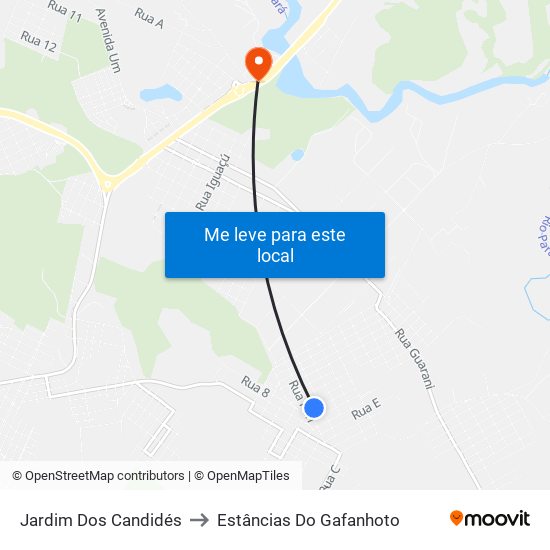 Jardim Dos Candidés to Estâncias Do Gafanhoto map