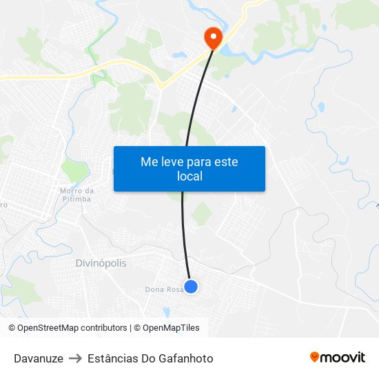 Davanuze to Estâncias Do Gafanhoto map