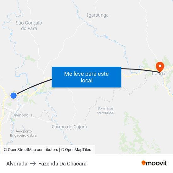 Alvorada to Fazenda Da Chácara map