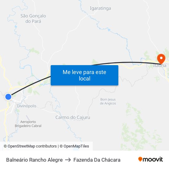 Balneário Rancho Alegre to Fazenda Da Chácara map