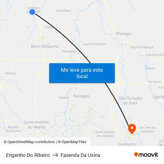 Engenho Do Ribeiro to Fazenda Da Usina map