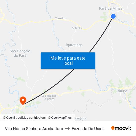 Vila Nossa Senhora Auxiliadora to Fazenda Da Usina map