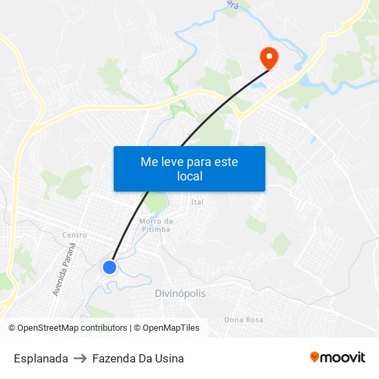 Esplanada to Fazenda Da Usina map