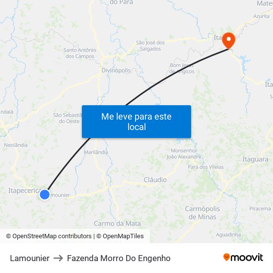 Lamounier to Fazenda Morro Do Engenho map