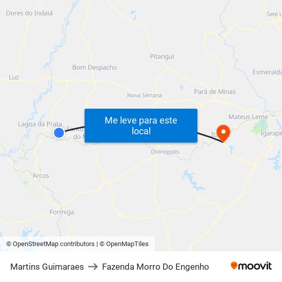 Martins Guimaraes to Fazenda Morro Do Engenho map