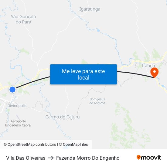 Vila Das Oliveiras to Fazenda Morro Do Engenho map