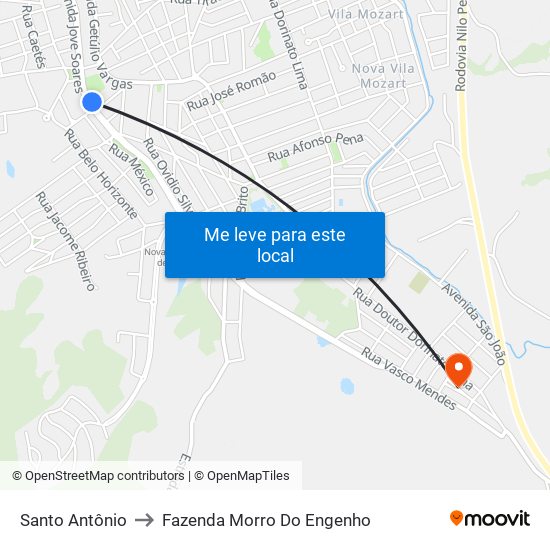 Santo Antônio to Fazenda Morro Do Engenho map
