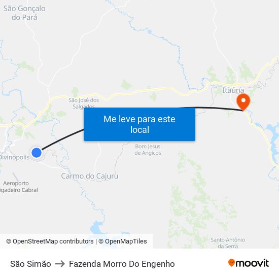 São Simão to Fazenda Morro Do Engenho map