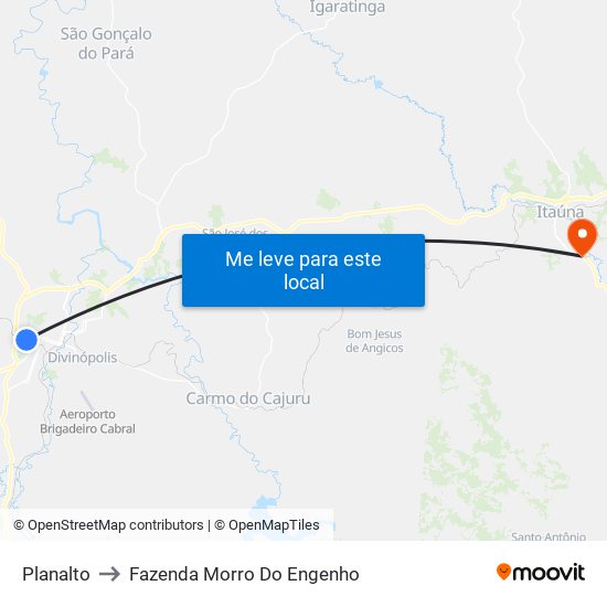 Planalto to Fazenda Morro Do Engenho map