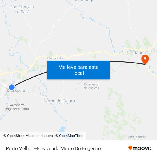 Porto Velho to Fazenda Morro Do Engenho map