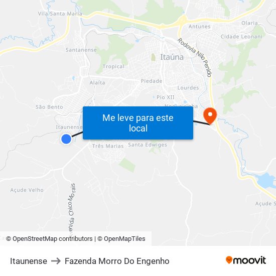 Itaunense to Fazenda Morro Do Engenho map