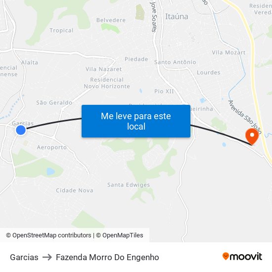 Garcias to Fazenda Morro Do Engenho map