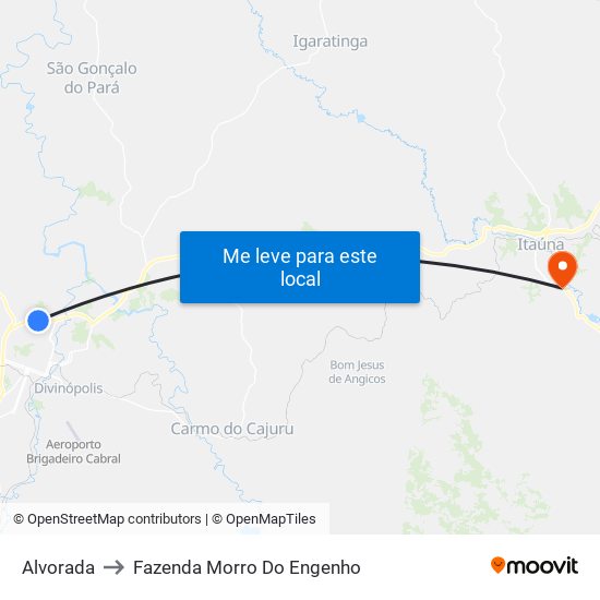 Alvorada to Fazenda Morro Do Engenho map