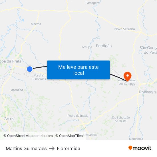 Martins Guimaraes to Florermida map