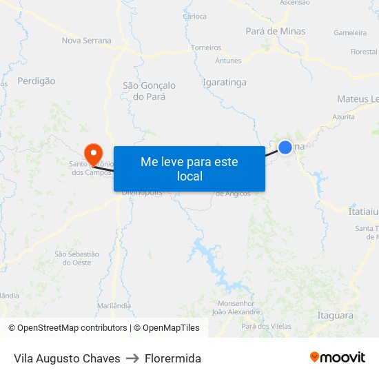Vila Augusto Chaves to Florermida map