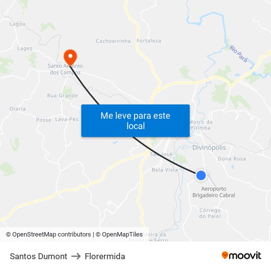 Santos Dumont to Florermida map