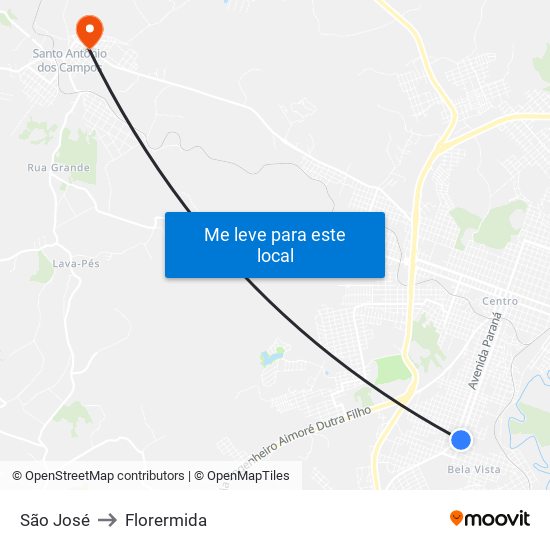 São José to Florermida map