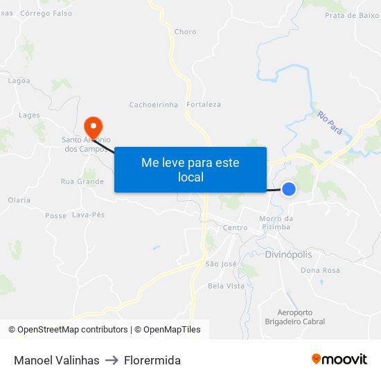 Manoel Valinhas to Florermida map