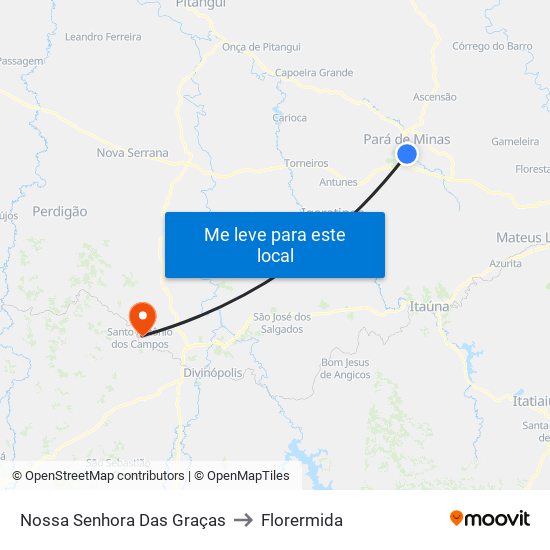 Nossa Senhora Das Graças to Florermida map