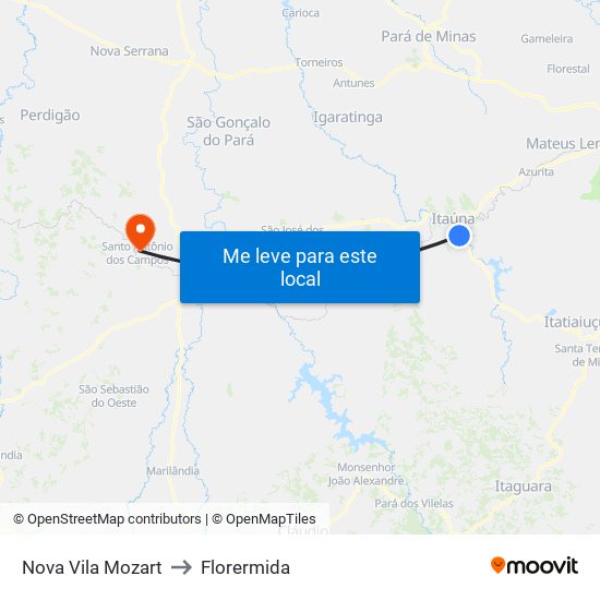 Nova Vila Mozart to Florermida map