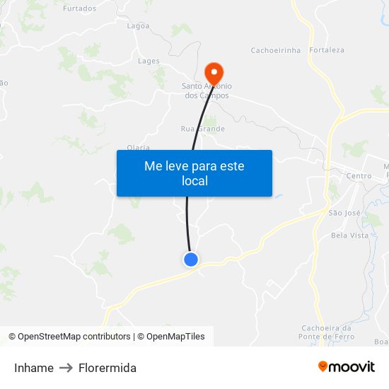 Inhame to Florermida map