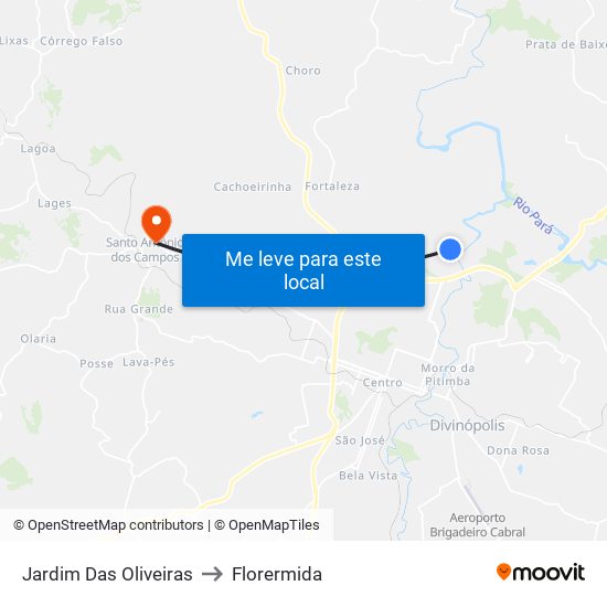 Jardim Das Oliveiras to Florermida map