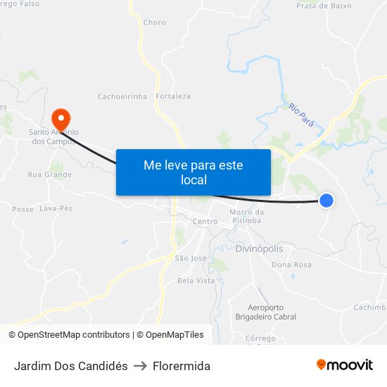 Jardim Dos Candidés to Florermida map