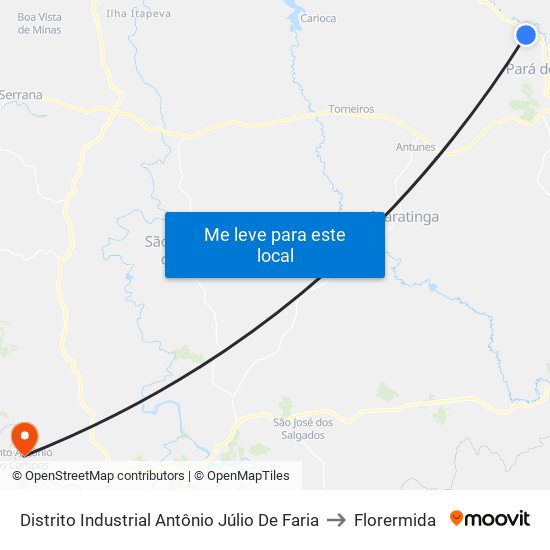 Distrito Industrial Antônio Júlio De Faria to Florermida map