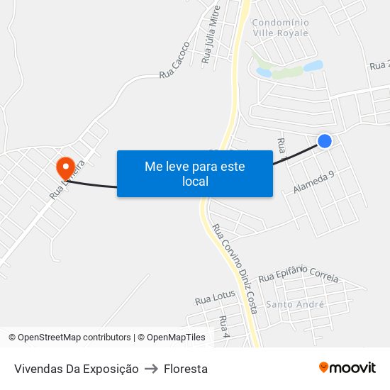 Vivendas Da Exposição to Floresta map