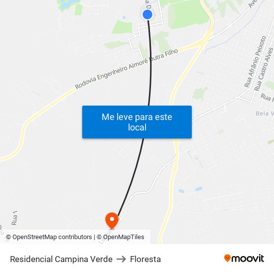 Residencial Campina Verde to Floresta map