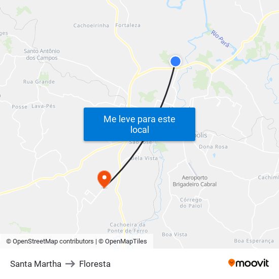 Santa Martha to Floresta map