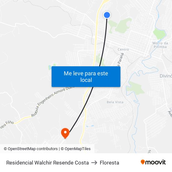 Residencial Walchir Resende Costa to Floresta map