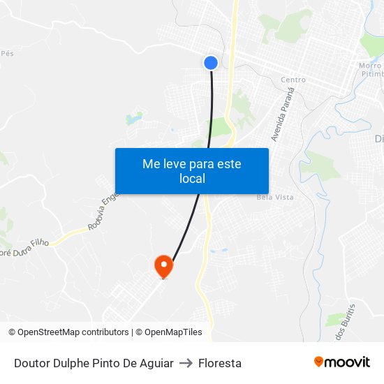 Doutor Dulphe Pinto De Aguiar to Floresta map