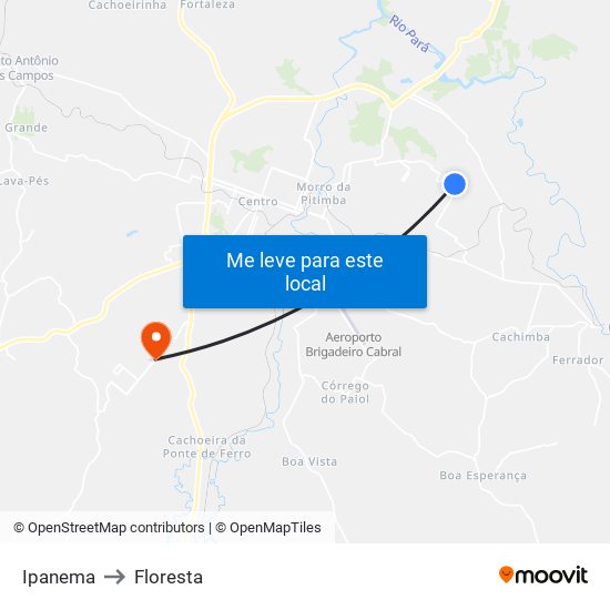 Ipanema to Floresta map