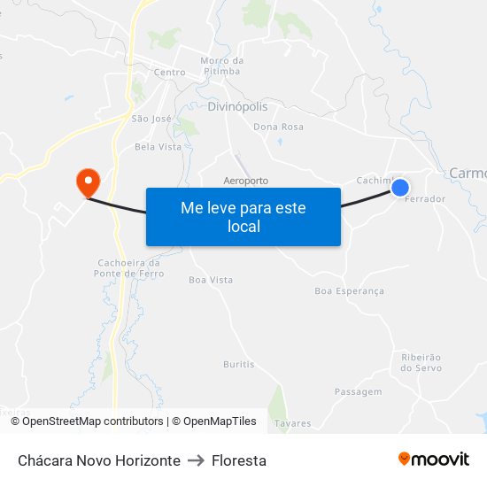 Chácara Novo Horizonte to Floresta map