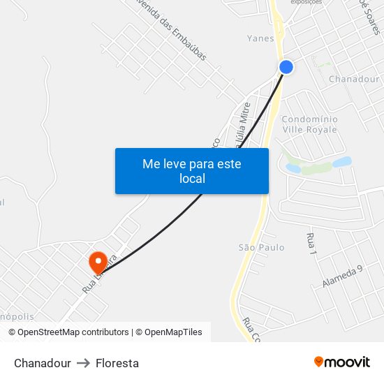 Chanadour to Floresta map