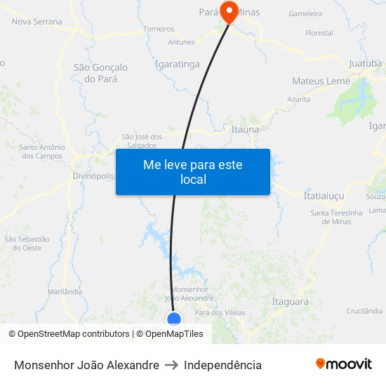 Monsenhor João Alexandre to Independência map