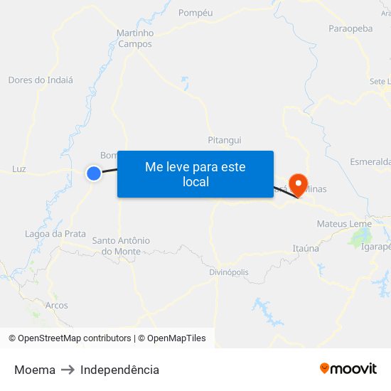 Moema to Independência map
