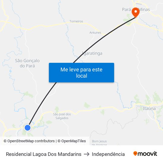 Residencial Lagoa Dos Mandarins to Independência map