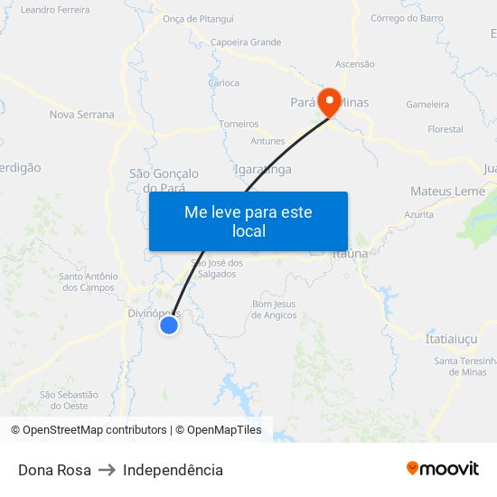 Dona Rosa to Independência map