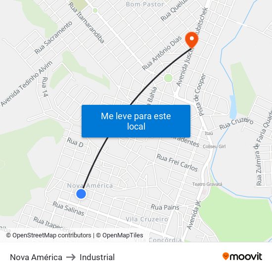 Nova América to Industrial map