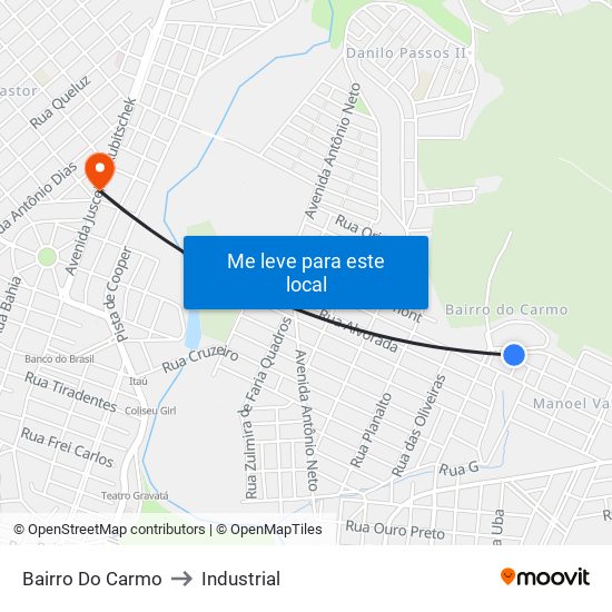 Bairro Do Carmo to Industrial map